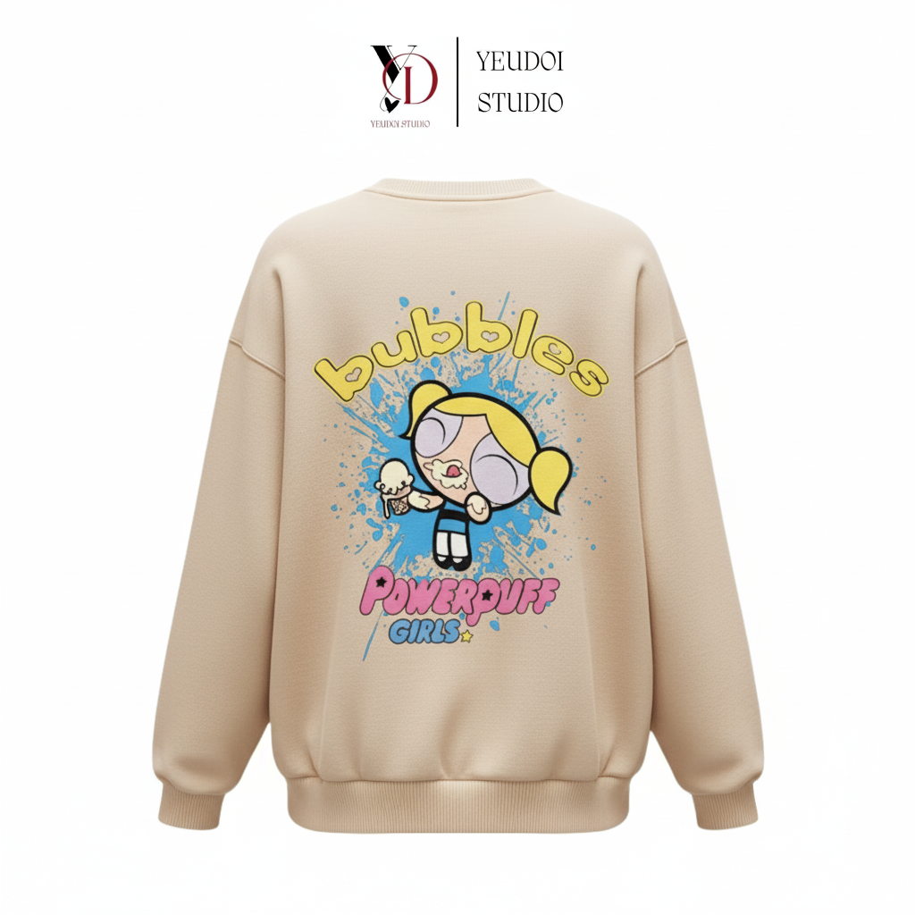 Áo Sweater Powerpuff Girls (Bubbles) Unisex Form Rộng – Áo Nỉ Tay Dài Nam Nữ In 2 Mặt Chất Dày 9 Bub-5