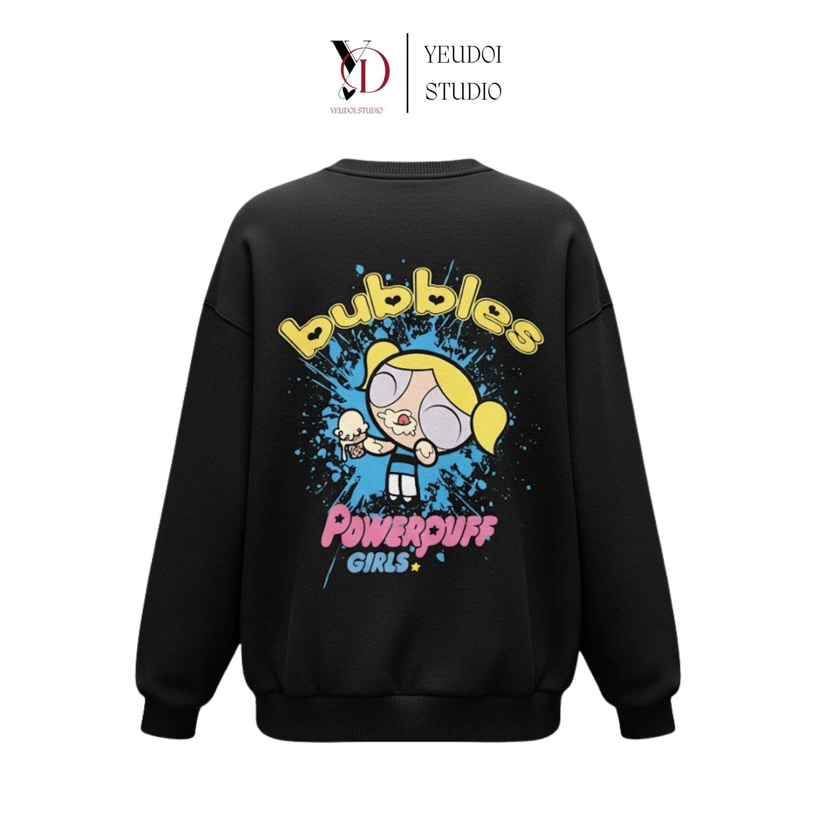 Áo Sweater Powerpuff Girls (Bubbles) Unisex Form Rộng – Áo Nỉ Tay Dài Nam Nữ In 2 Mặt Chất Dày 3 Áo sweater form